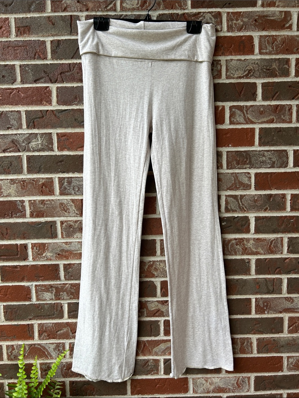 SKIMS Light Beige Fold-Over Waist Wide Leg Lounge Pants